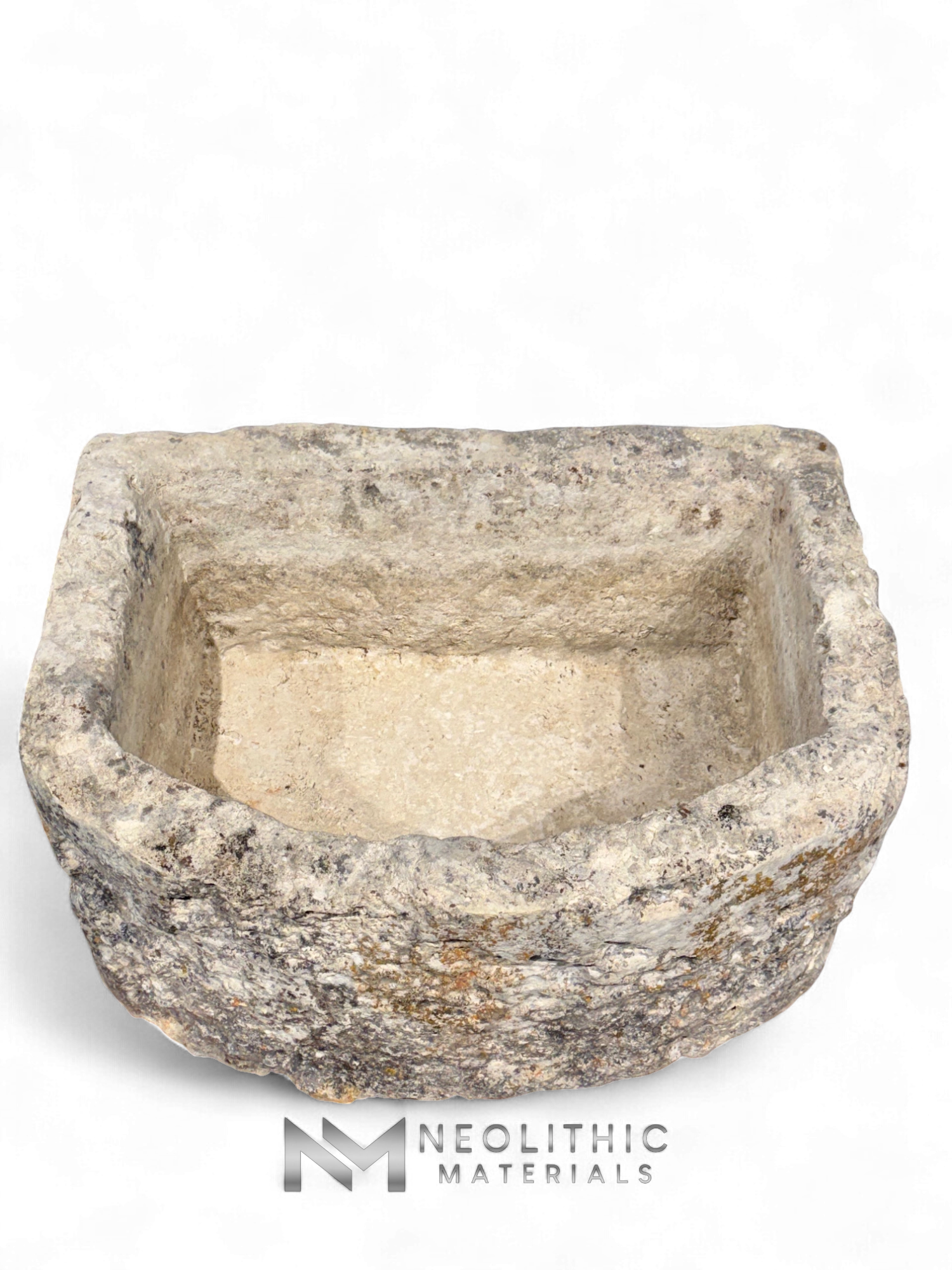 Antique French Limestone Half Moon Trough - Image 1